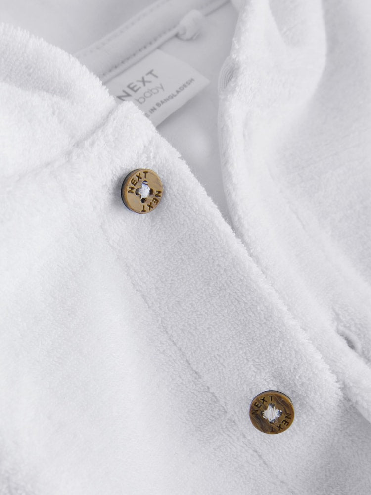 White Towelling Jersey Baby Hooded Jacket