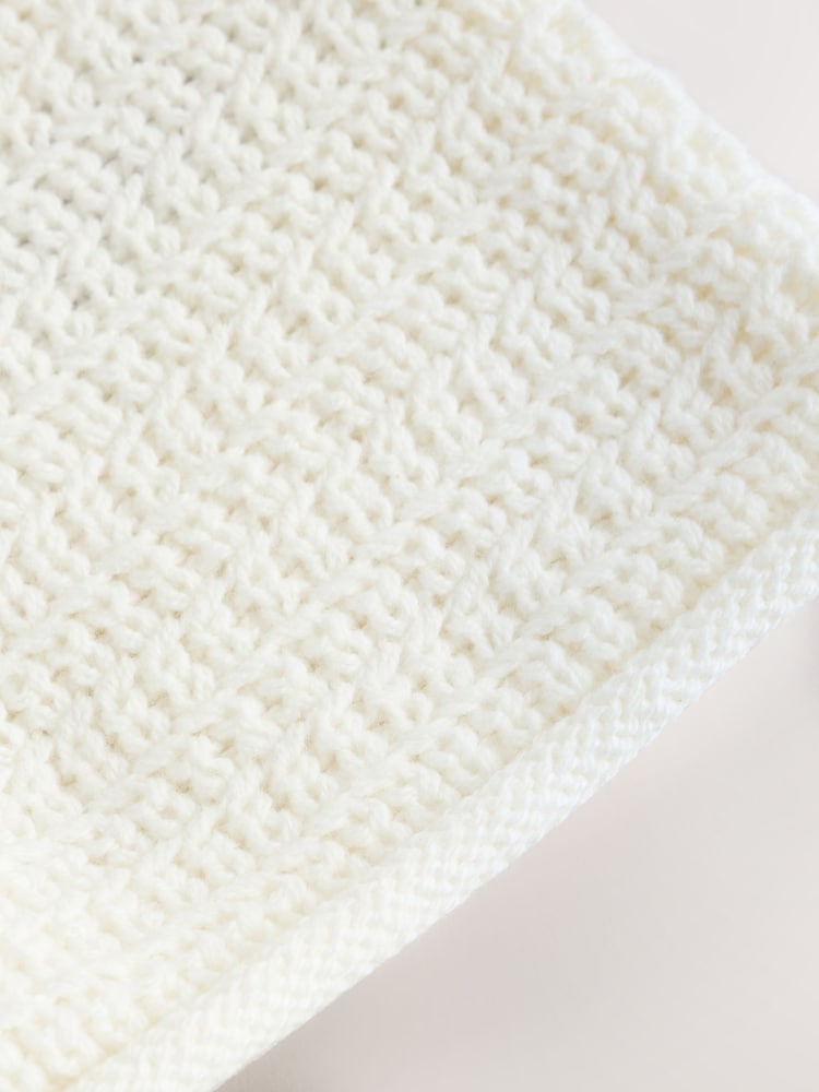 White Textured Knitted Baby Cardigan