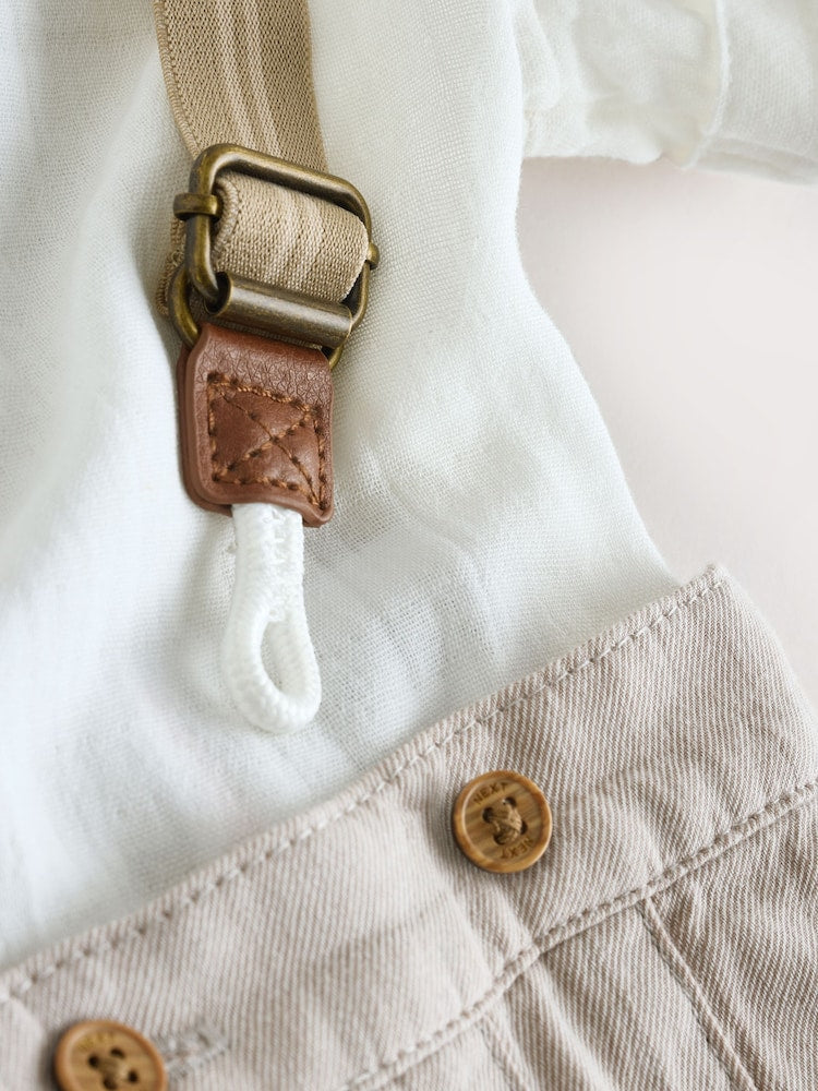 Neutral Baby Shirt Trousers and Braces Set 3 Piece (0mths-2yrs)