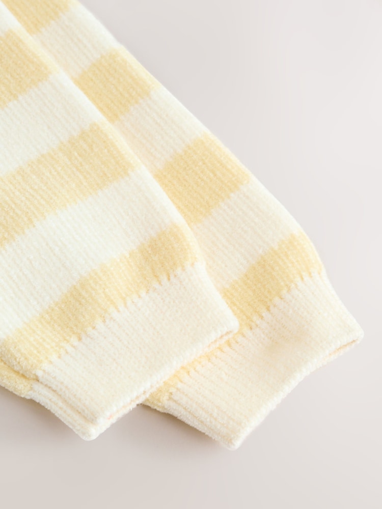 Yellow Chenille Striped Baby Button Through Cardigan