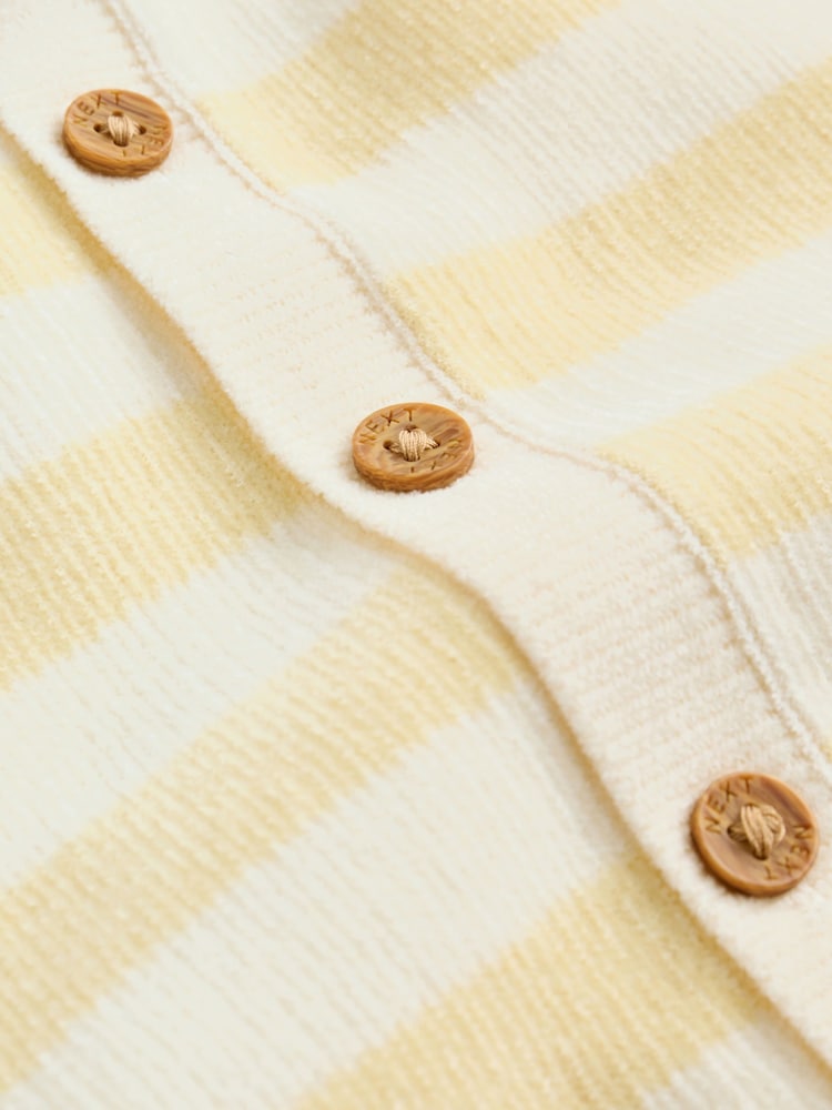 Yellow Chenille Striped Baby Button Through Cardigan