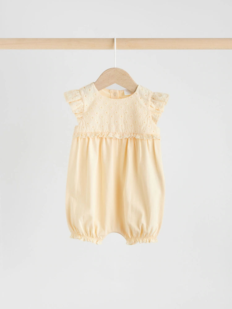 Tonal Pink Broderie 3 Pack Baby Rompers
