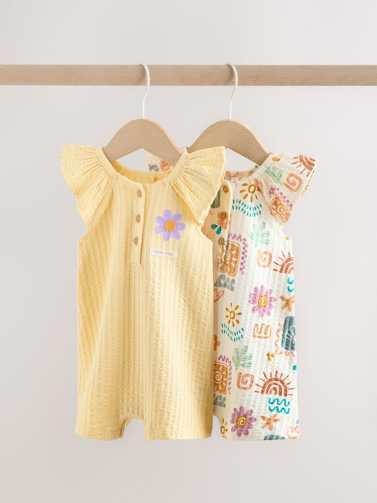 Natural Scandi Printed Jersey Baby Rompers 2 Pack