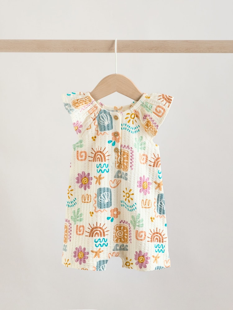 Natural Scandi Printed Jersey Baby Rompers 2 Pack