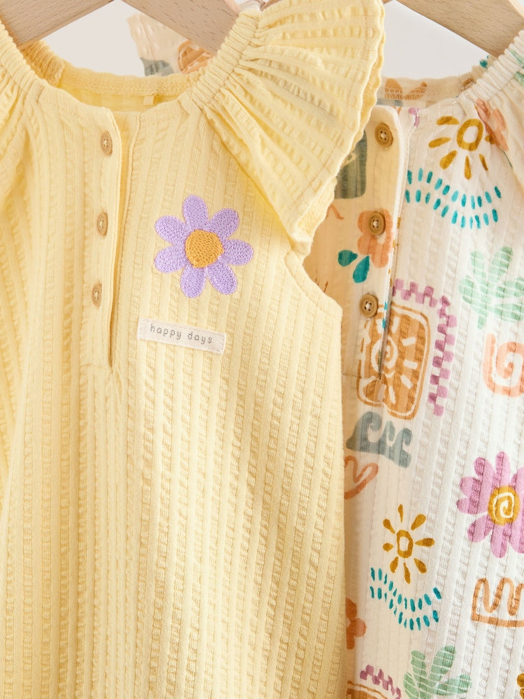 Natural Scandi Printed Jersey Baby Rompers 2 Pack
