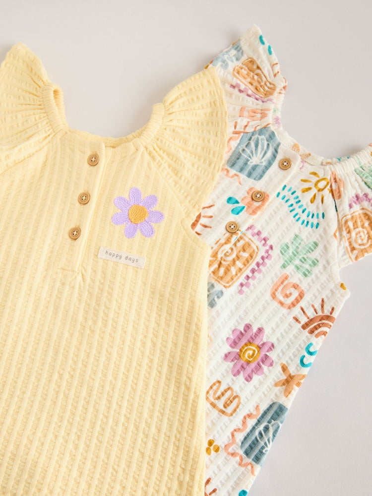 Natural Scandi Printed Jersey Baby Rompers 2 Pack