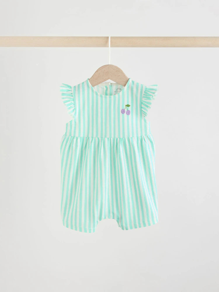 Multi Bright Colour Stripe Baby Rompers 3 Pack
