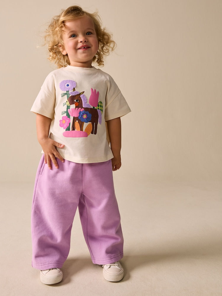 Ecru White Horse Short Sleeve T-Shirt (3mths-7yrs)