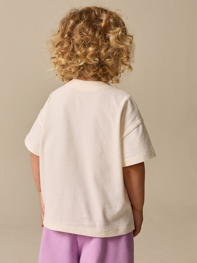 Ecru White Horse Short Sleeve T-Shirt (3mths-7yrs)