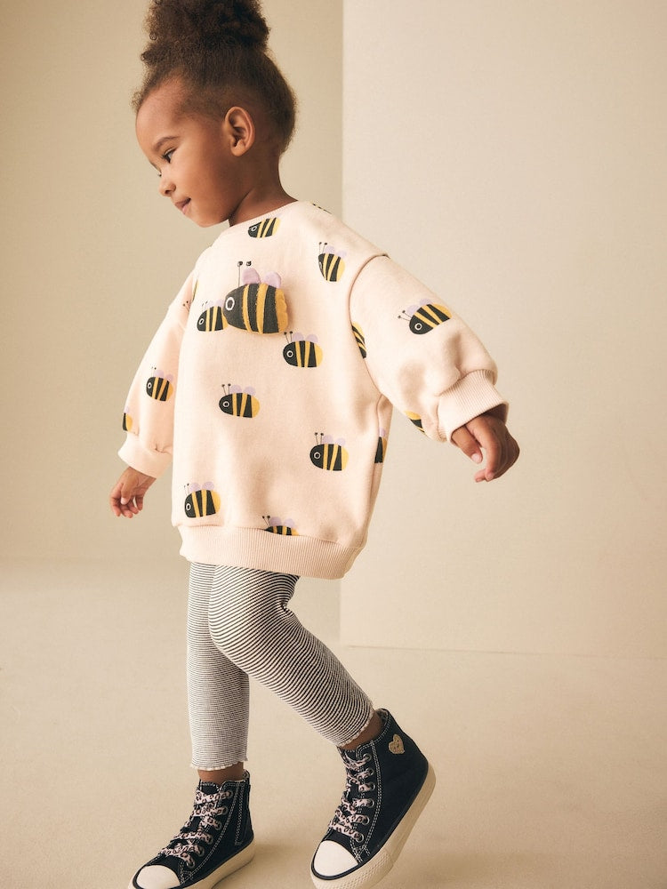 Cream Stripe Bee Sweatshirt and Leggings Set (3mths-7yrs)