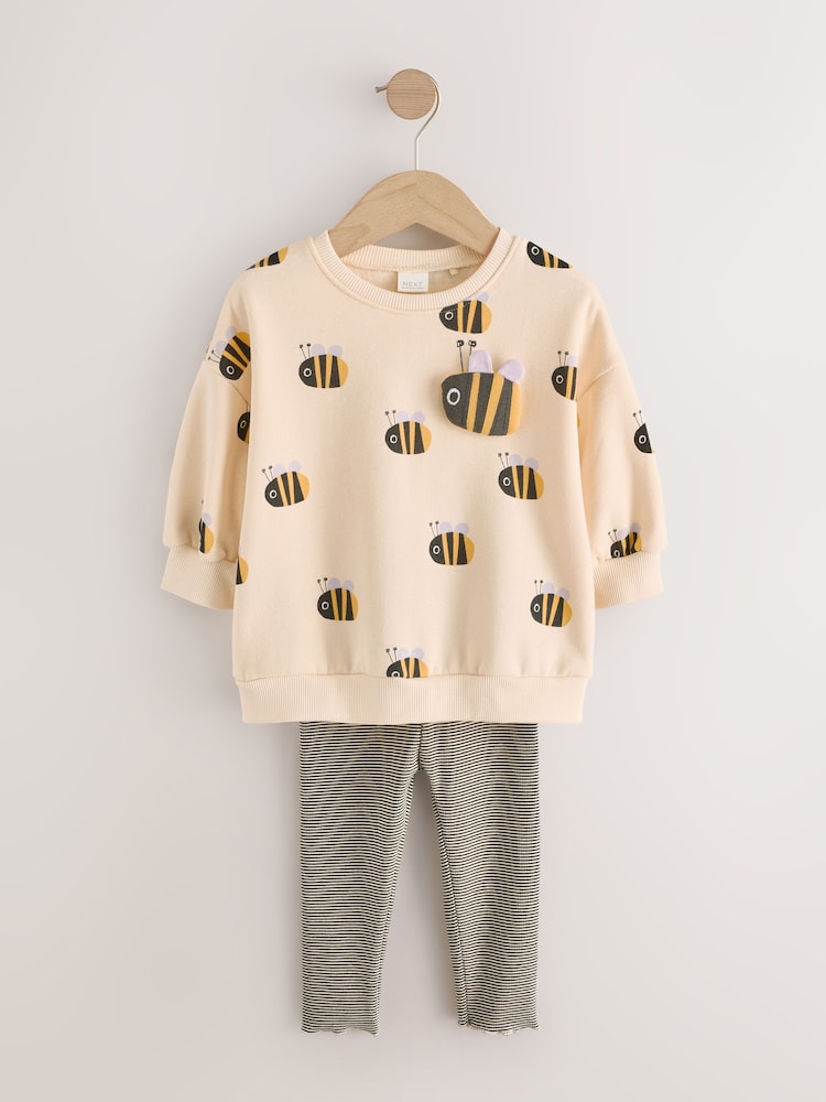 Cream Stripe Bee Sweatshirt and Leggings Set (3mths-7yrs)