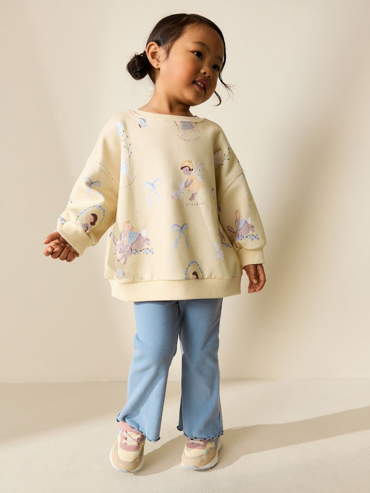 Yellow/Blue Fairy Sweatshirt & Flare Leggings Set (3mths-7yrs) - Yellow/Blue Fairy / 12-18 Months (80-86cm)
