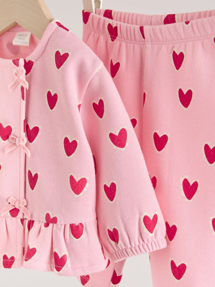 Pink Heart Baby Sweat Top And Joggers Set 2 Piece (0mths-2yrs)