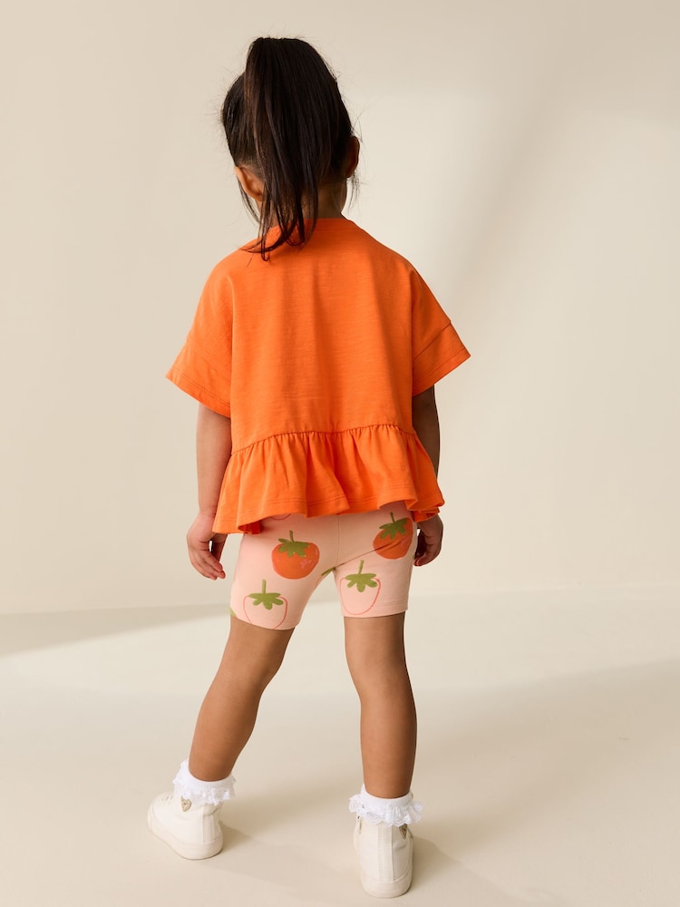 Orange Strawberry Short Sleeve Top and Shorts Set (3mths-7yrs)