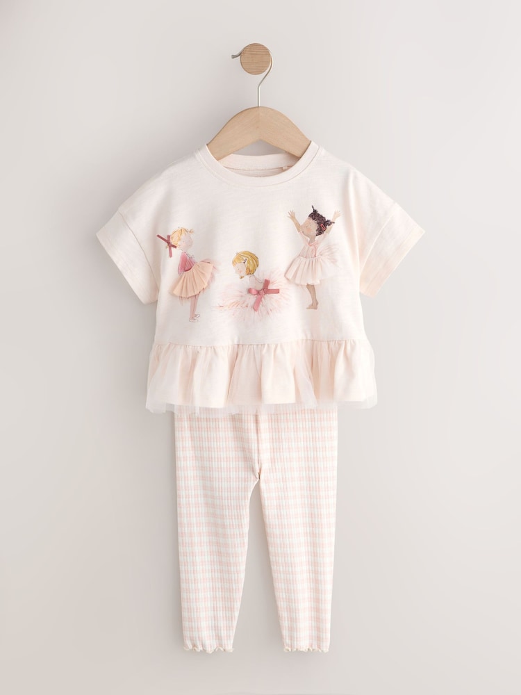 Pink Ballerina Short Sleeve Peplum T-Shirt and Leggings Set (3mths-7yrs)