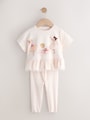 Pink Ballerina Short Sleeve Peplum T-Shirt and Leggings Set (3mths-7yrs) - Size 3-6 Months (62-68cm)