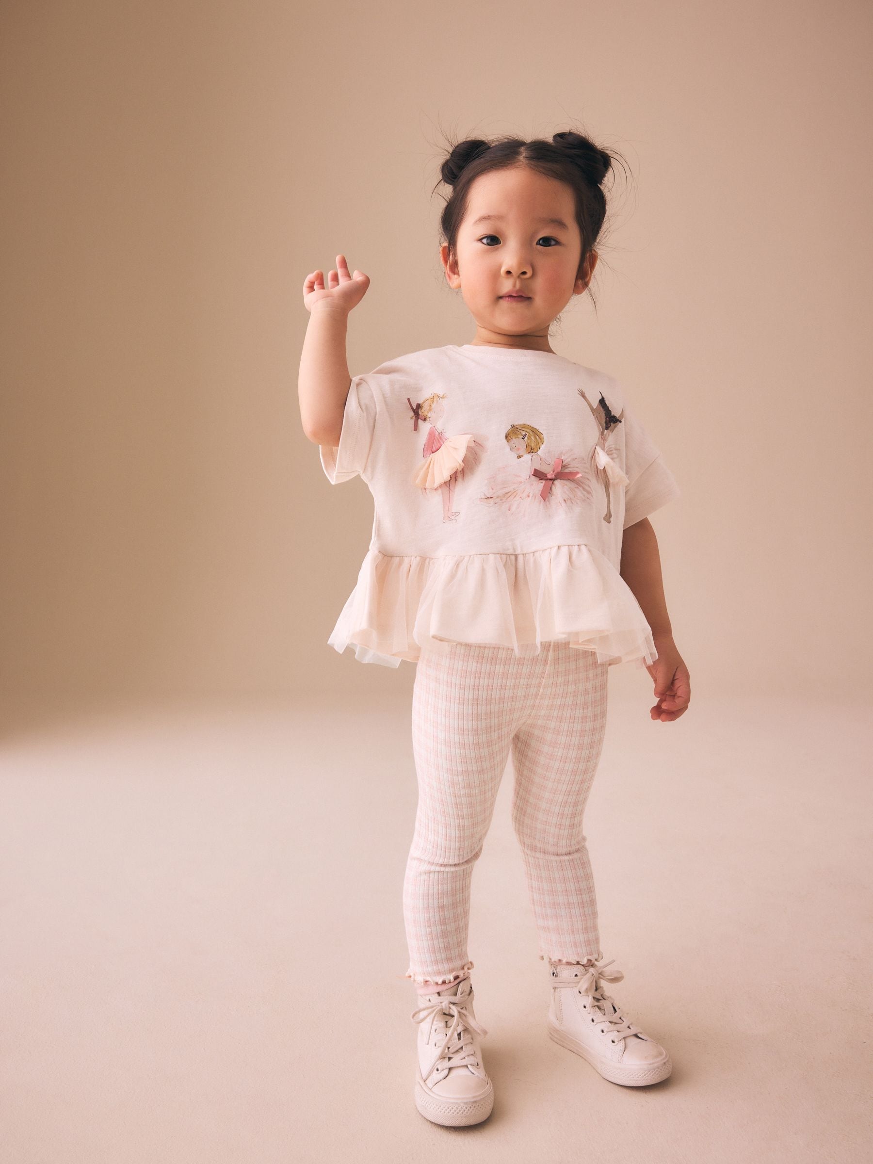 Pink Ballerina Short Sleeve Peplum T-Shirt and Leggings Set (3mths-7yrs) - Size 3-6 Months (62-68cm) - Default 1