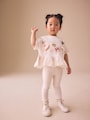 Pink Ballerina Short Sleeve Peplum T-Shirt and Leggings Set (3mths-7yrs) - Size 3-6 Months (62-68cm)