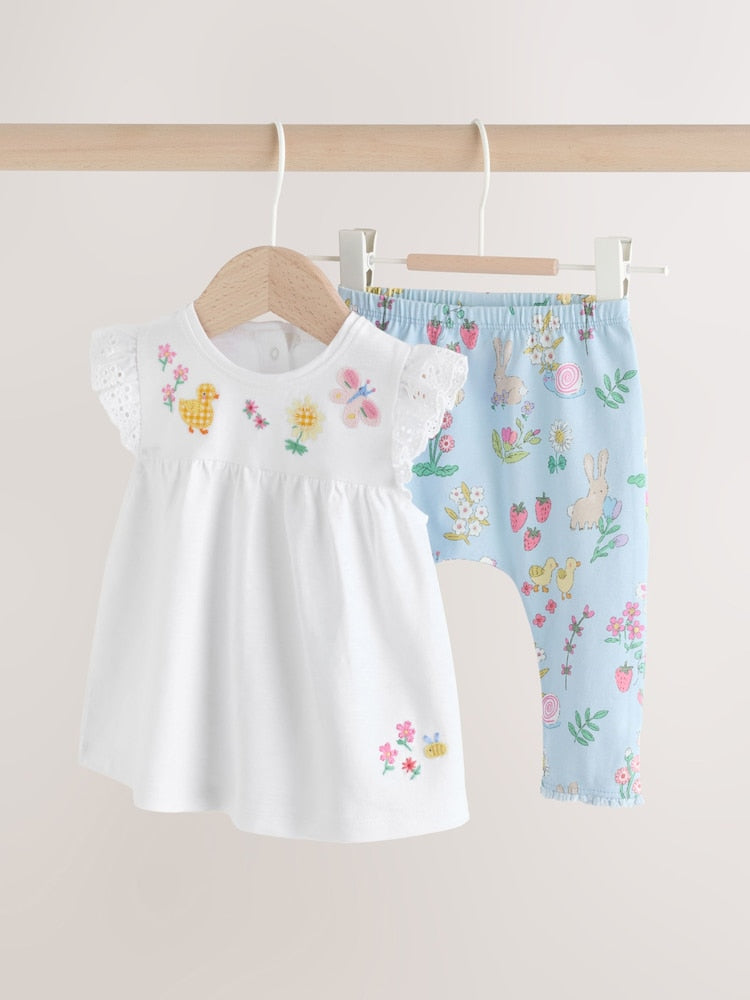 Ecru Fairy Short Sleeve Baby Top and Leggings 2 Piece Set (0mths-2yrs)