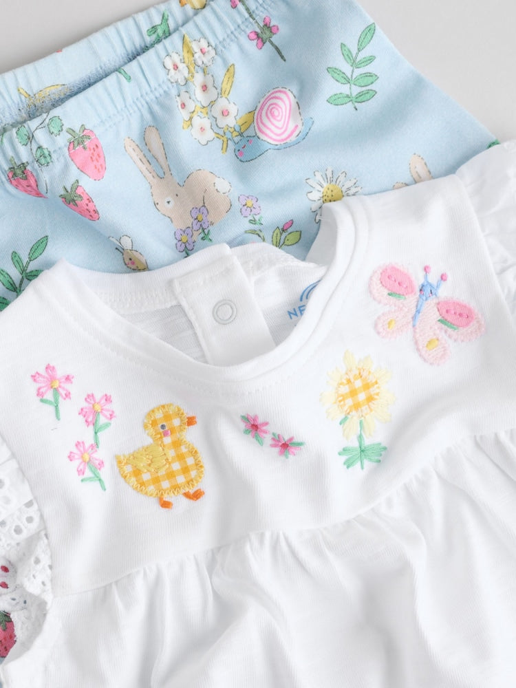 Ecru Fairy Short Sleeve Baby Top and Leggings 2 Piece Set (0mths-2yrs)