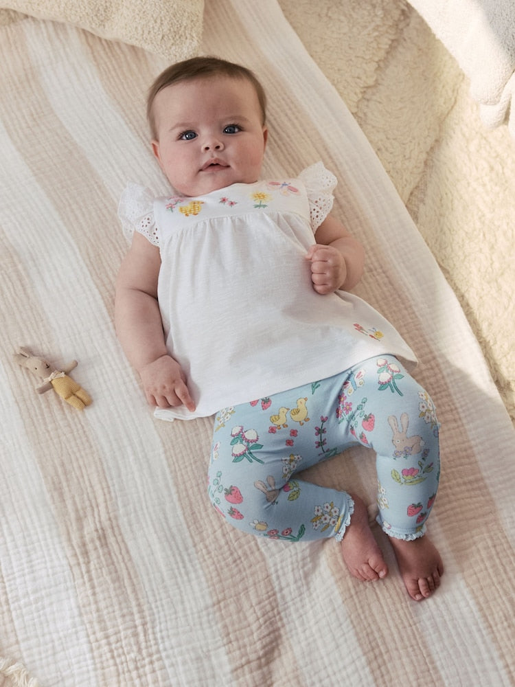 Ecru Fairy Short Sleeve Baby Top and Leggings 2 Piece Set (0mths-2yrs)