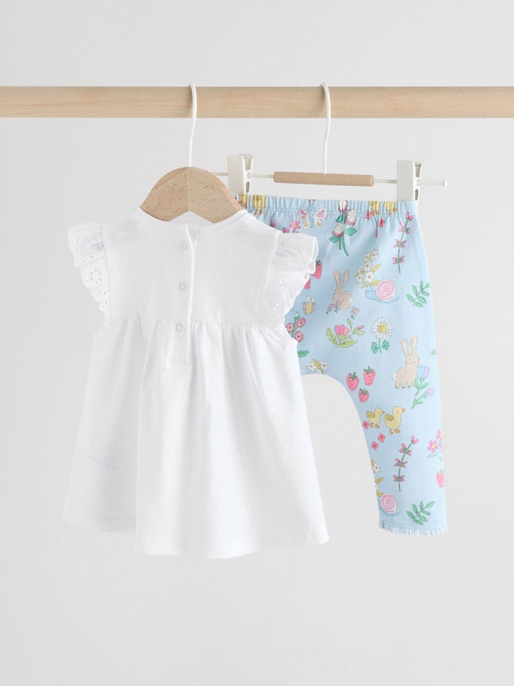Ecru Fairy Short Sleeve Baby Top and Leggings 2 Piece Set (0mths-2yrs)