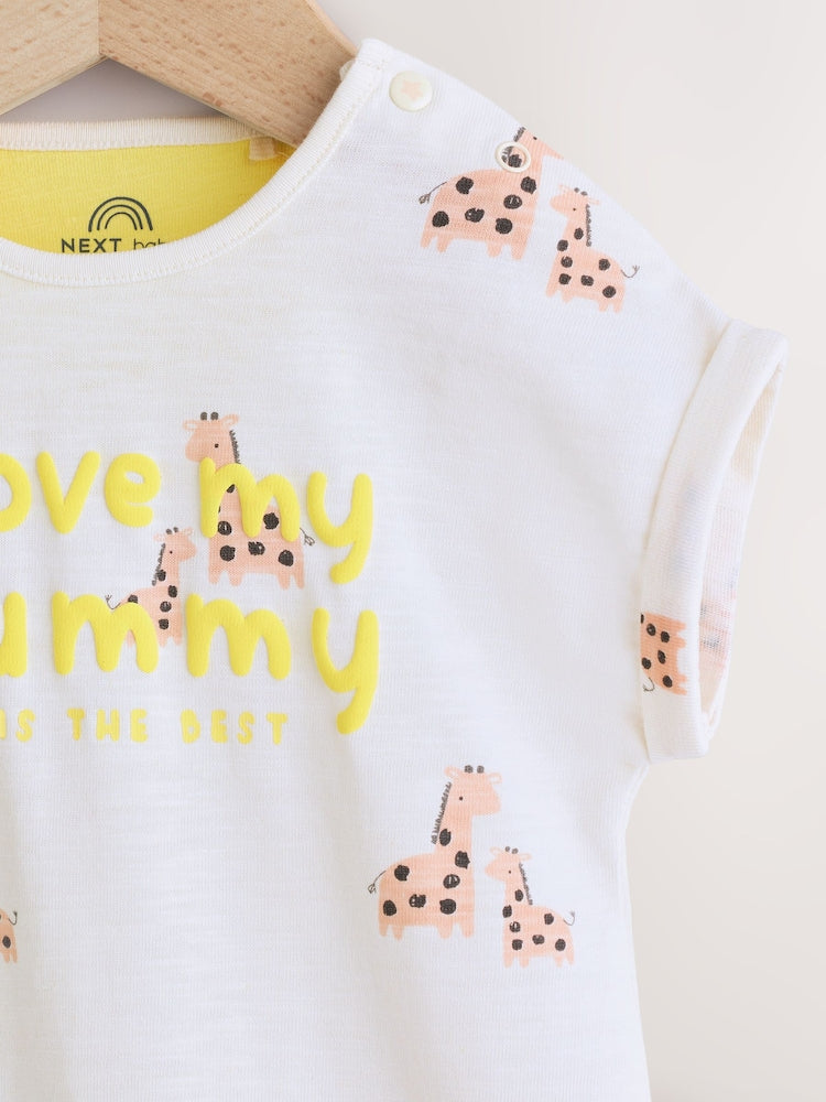 White Printed I Love My Mummy Baby Jersey Romper