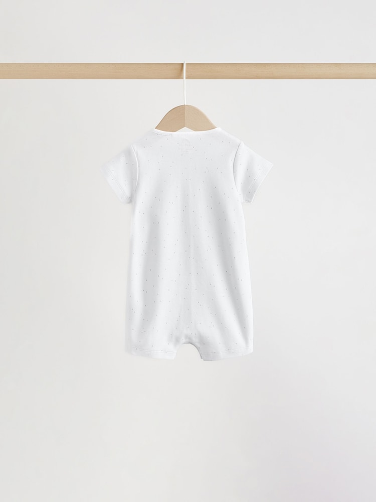 White Safari Animal Embroidered Jersey Baby Rompers 3 Pack - Size 50cm (First Size)