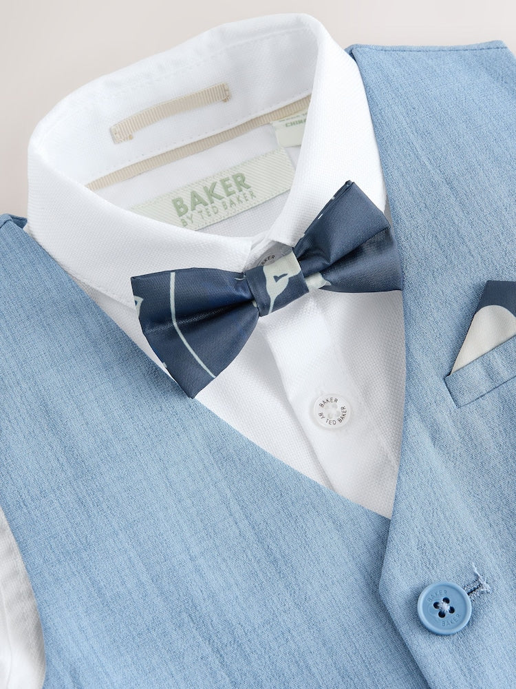 Baker by Ted Baker Blue Waistcoat Shirt And Trousers Set