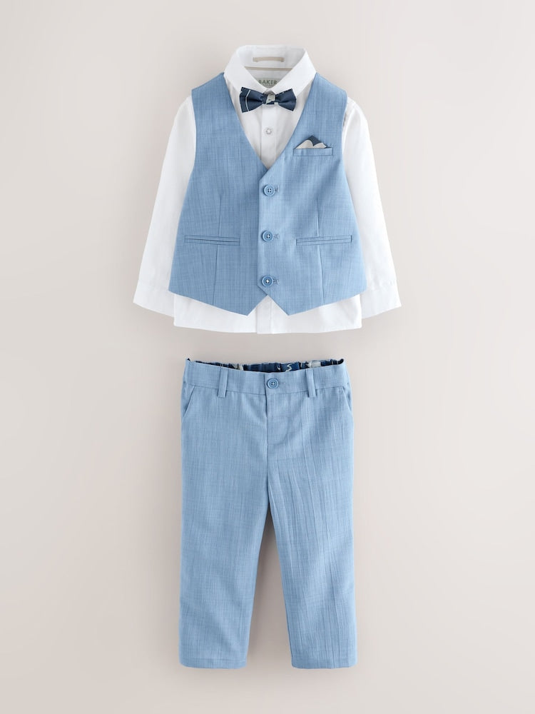Baker by Ted Baker Blue Waistcoat Shirt And Trousers Set