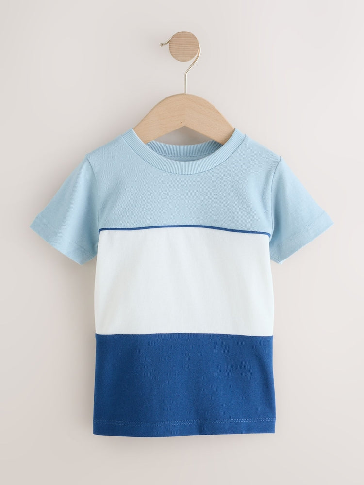 Blue/White/Navy Short Sleeve Colourblock T-Shirt (3mths-7yrs) (3mths-7yrs)