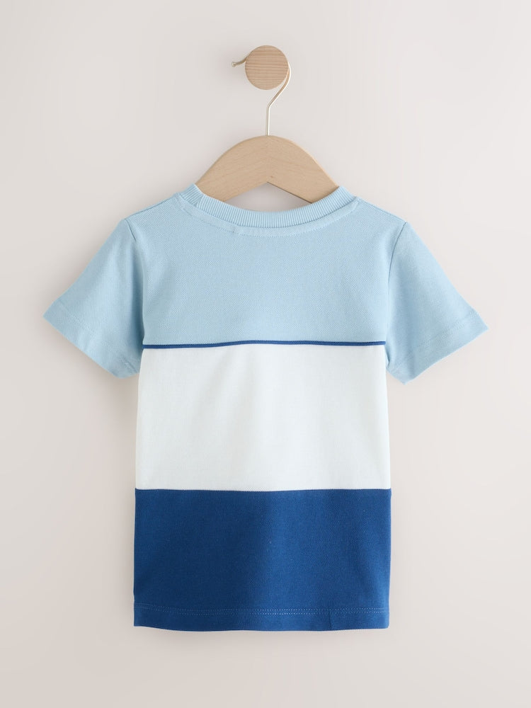 Blue/White/Navy Short Sleeve Colourblock T-Shirt (3mths-7yrs) (3mths-7yrs)