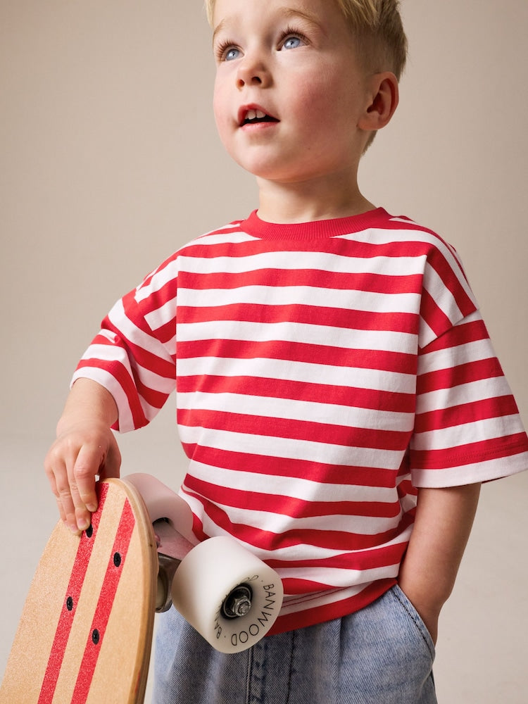 Red/White Short Sleeve Stripe T-Shirt (3mths-7yrs) (3mths-7yrs)