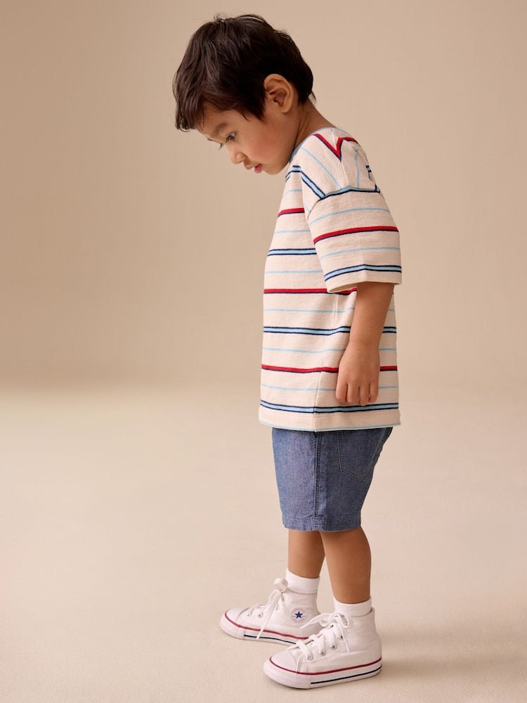 White/Red/Blue Short Sleeve Stripe T-Shirt (3mths-7yrs) (3mths-7yrs)