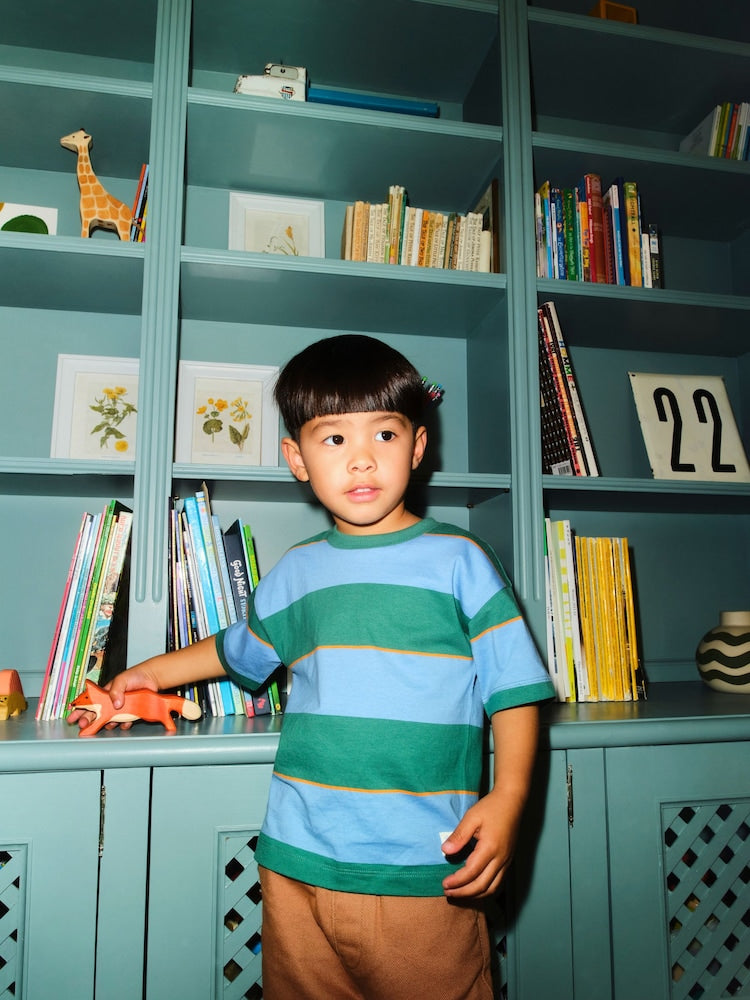 Blue/Green/Orange Short Sleeve Stripe T-Shirt (3mths-7yrs) (3mths-7yrs)