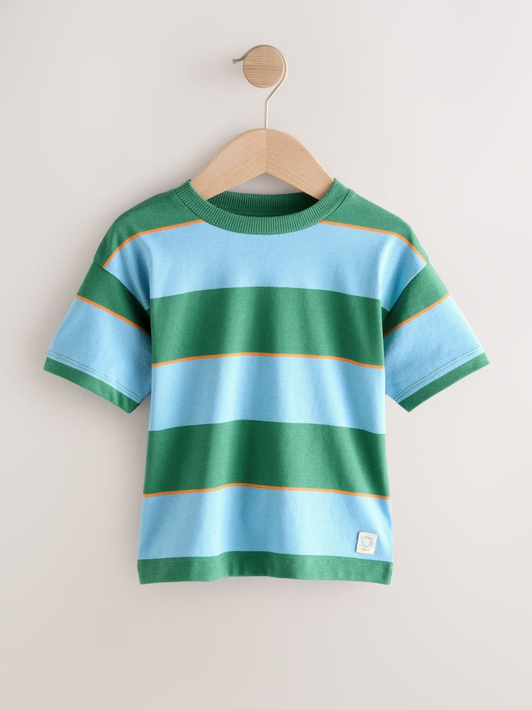 Blue/Green/Orange Short Sleeve Stripe T-Shirt (3mths-7yrs) (3mths-7yrs)