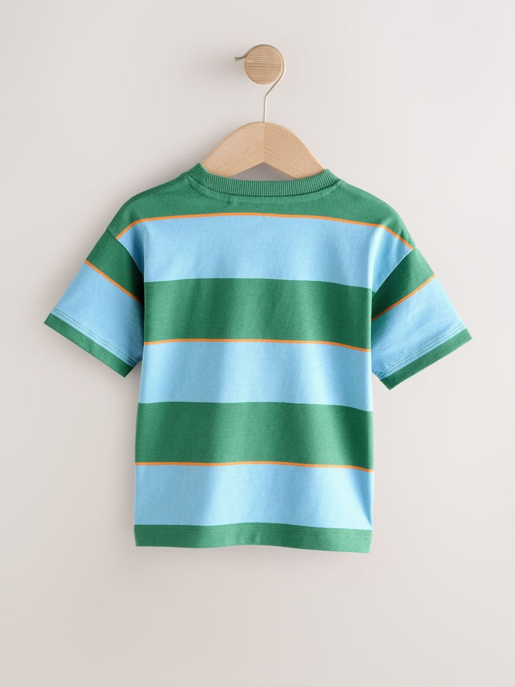 Blue/Green/Orange Short Sleeve Stripe T-Shirt (3mths-7yrs) (3mths-7yrs)