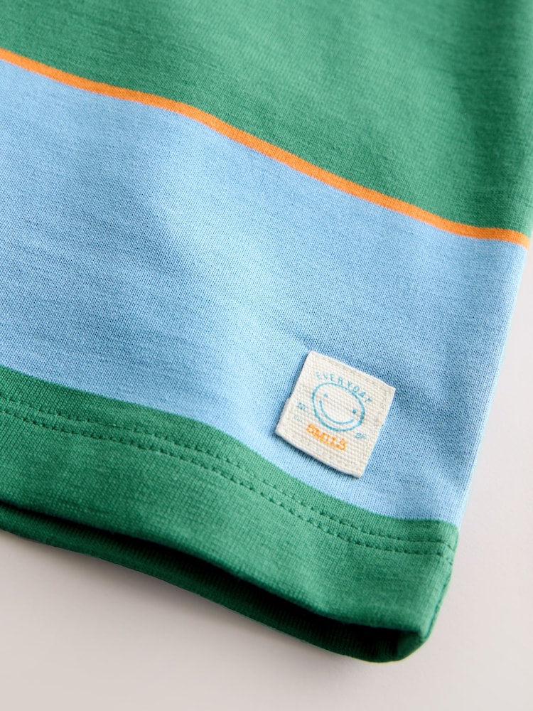 Blue/Green/Orange Short Sleeve Stripe T-Shirt (3mths-7yrs) (3mths-7yrs)