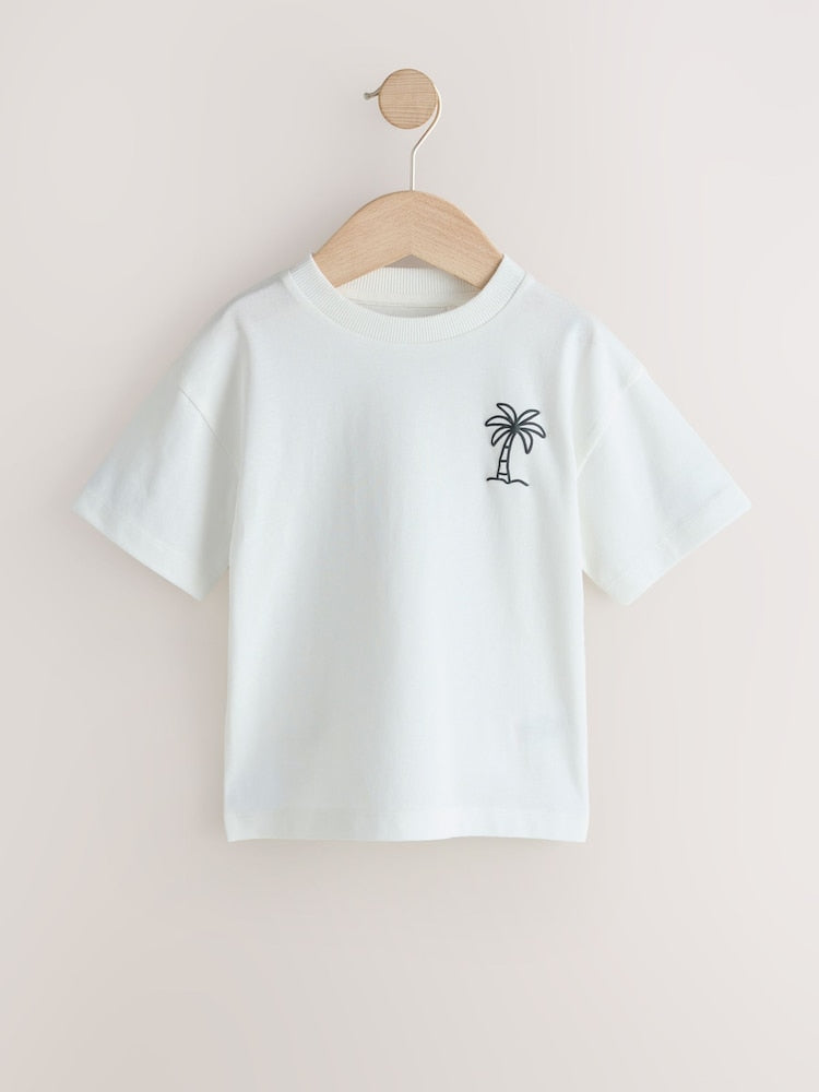 White/Blue/Green/Black/Purple Small Short Sleeve Graphic T-Shirts 5 Pack (3mths-7yrs)