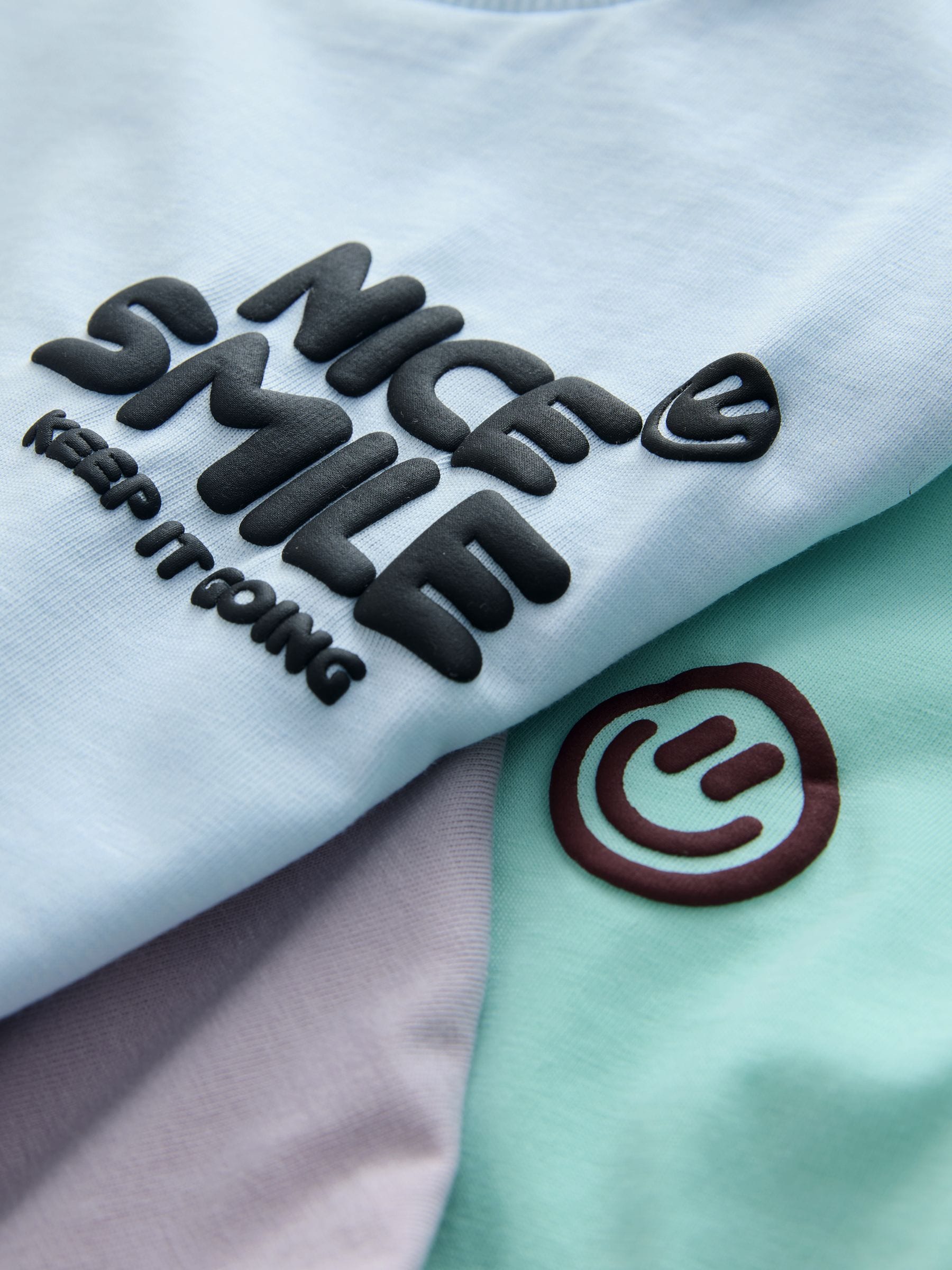 White/Blue/Green/Black/Purple Small Short Sleeve Graphic T-Shirts 5 Pack (3mths-7yrs) - Size 3-6 Months (62-68cm)