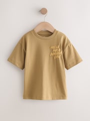 Green/Charcoal/Stone/Pink/Brown Small Short Sleeve Graphic T-Shirts 5 Pack (3mths-7yrs) - Size 3-6 Months (62-68cm)