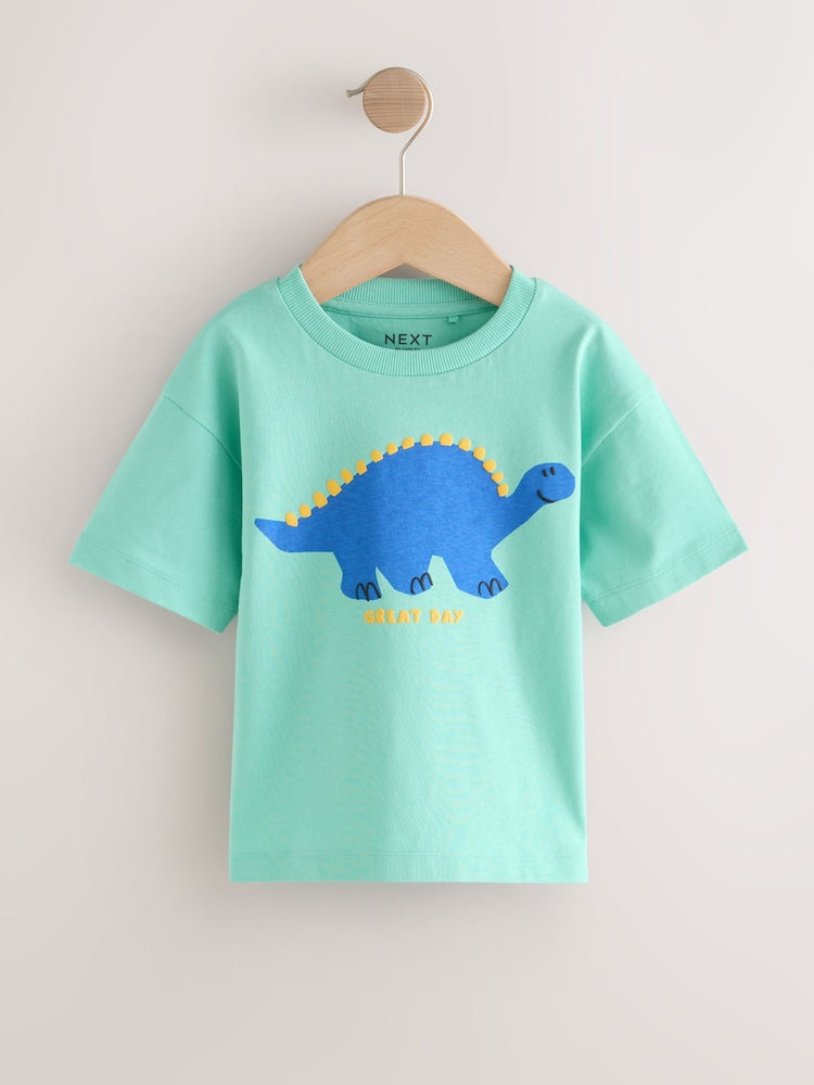 Yellow Dinosaur Short Sleeve Graphic T-Shirts 3 Pack (3mths-7yrs)
