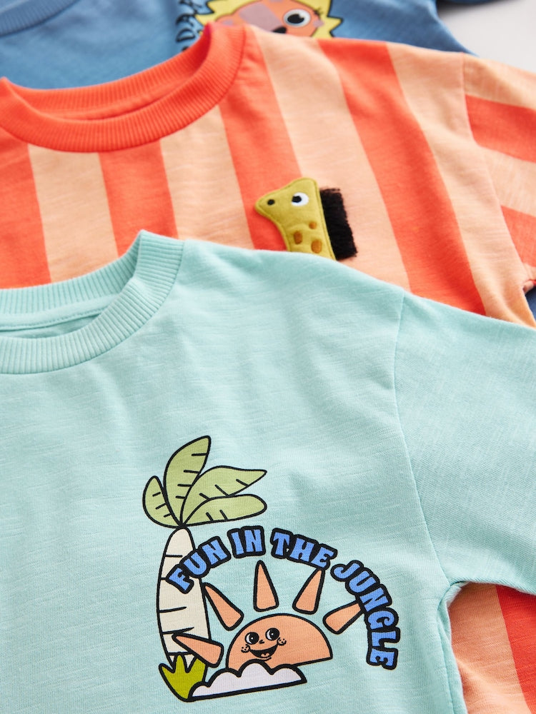 Orange Safari Short Sleeve Graphic T-Shirts 3 Pack (3mths-7yrs)