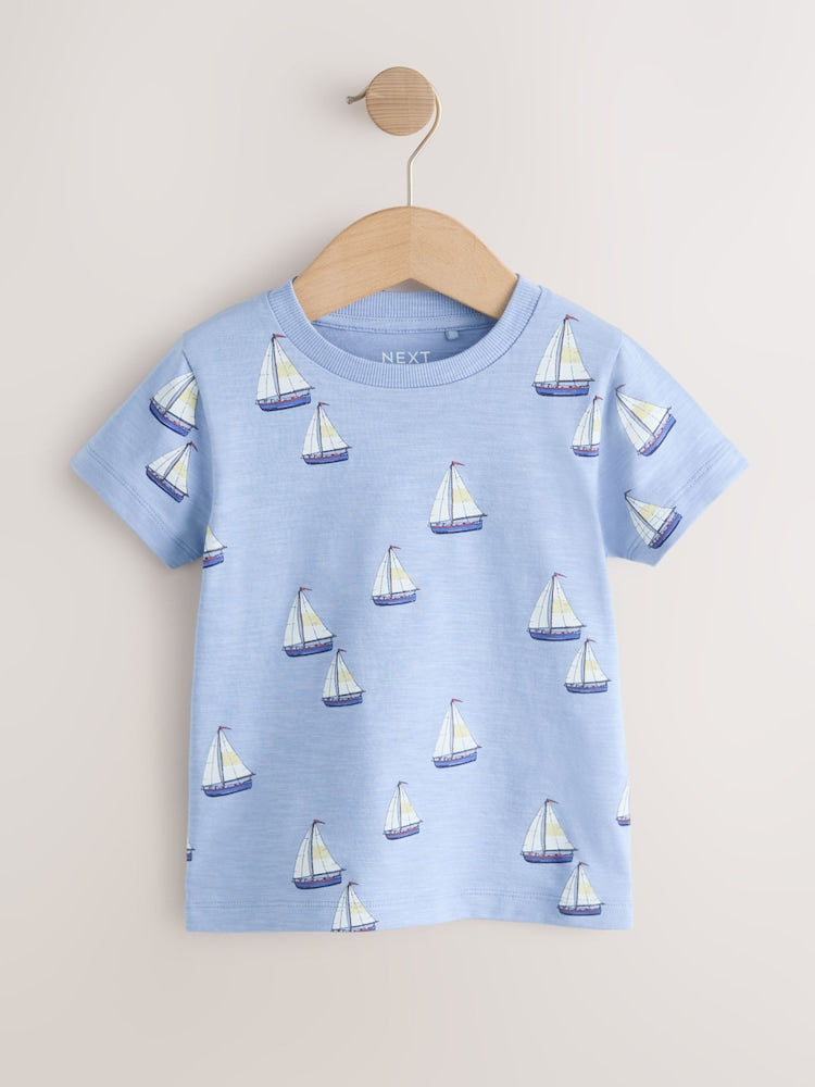 Blue Boat Short Sleeve Graphic T-Shirts 3 Pack (3mths-7yrs)