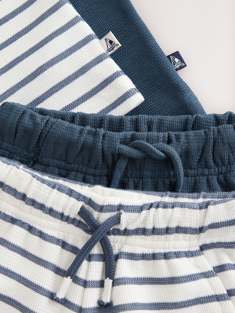 Blue/White Stripe Short Sleeve T-Shirt and Shorts Set 2 Pack (3mths-7yrs)
