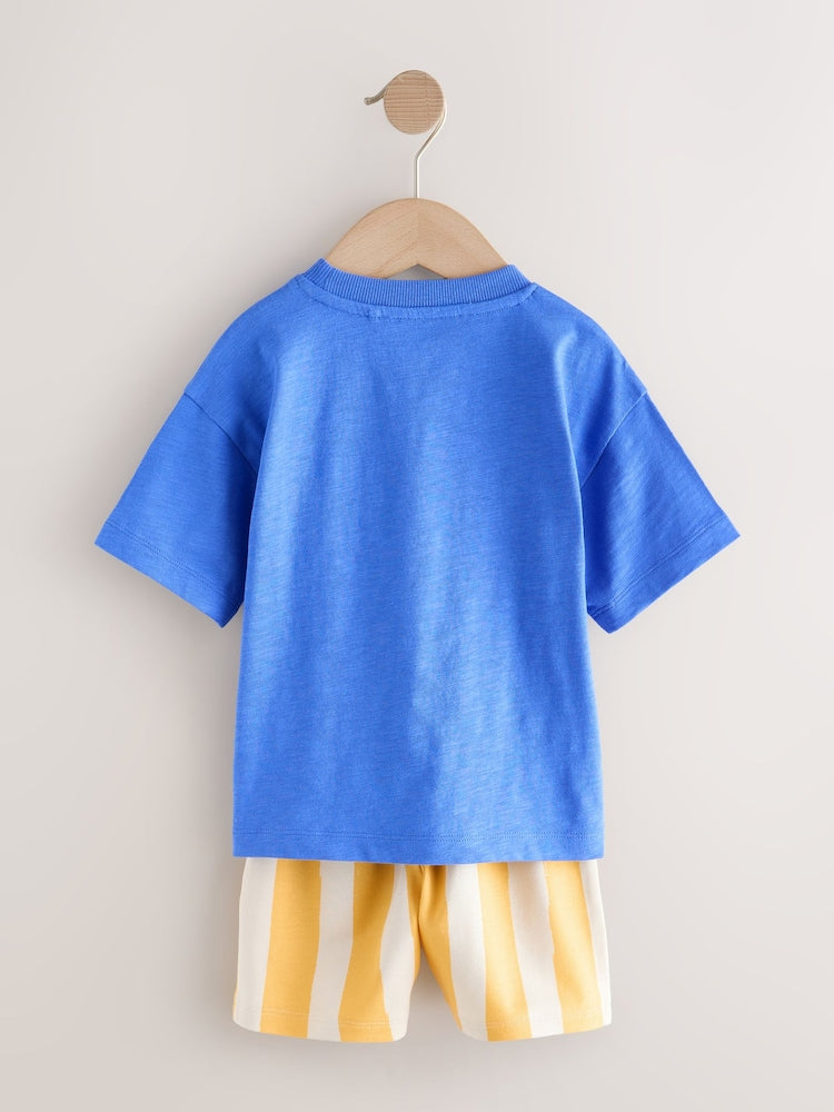 Blue Dinosaur Short Sleeve T-Shirt and Shorts Set (3mths-7yrs)