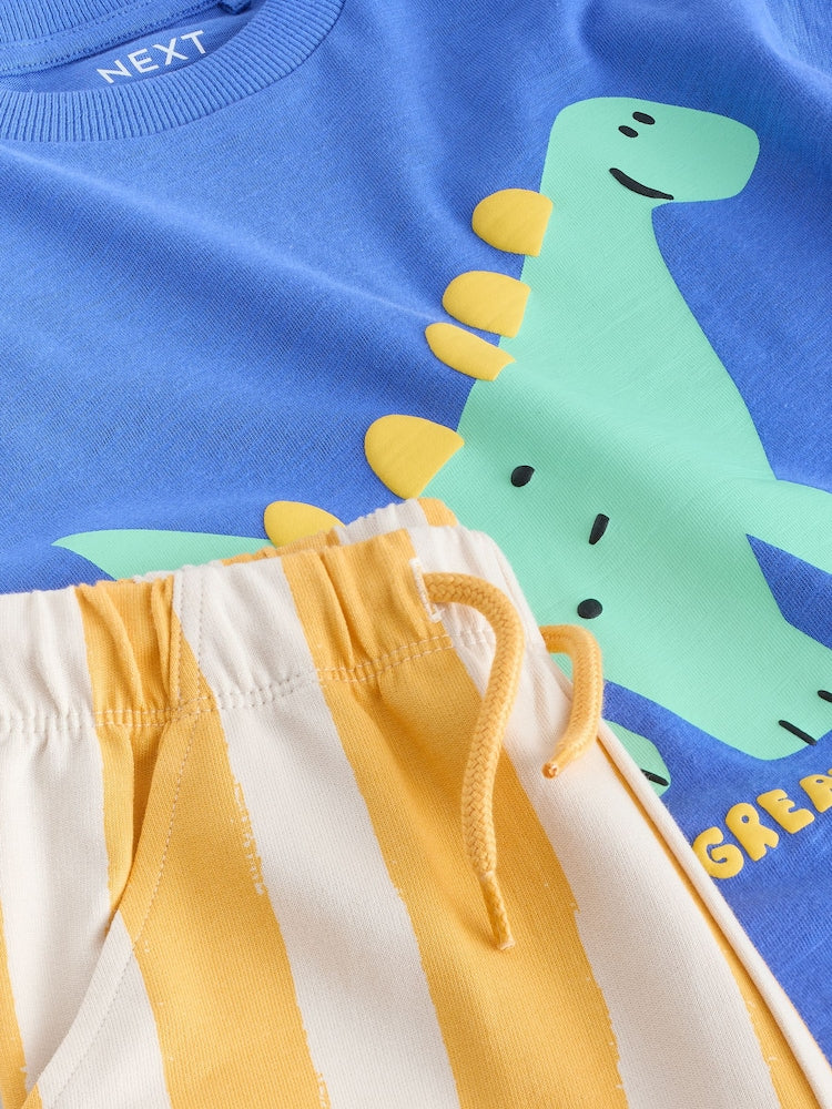Blue Dinosaur Short Sleeve T-Shirt and Shorts Set (3mths-7yrs)