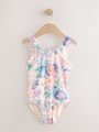 Pink Floral Scallop Edge Swimsuit (3-16yrs) - Size 3 Years (98cm)