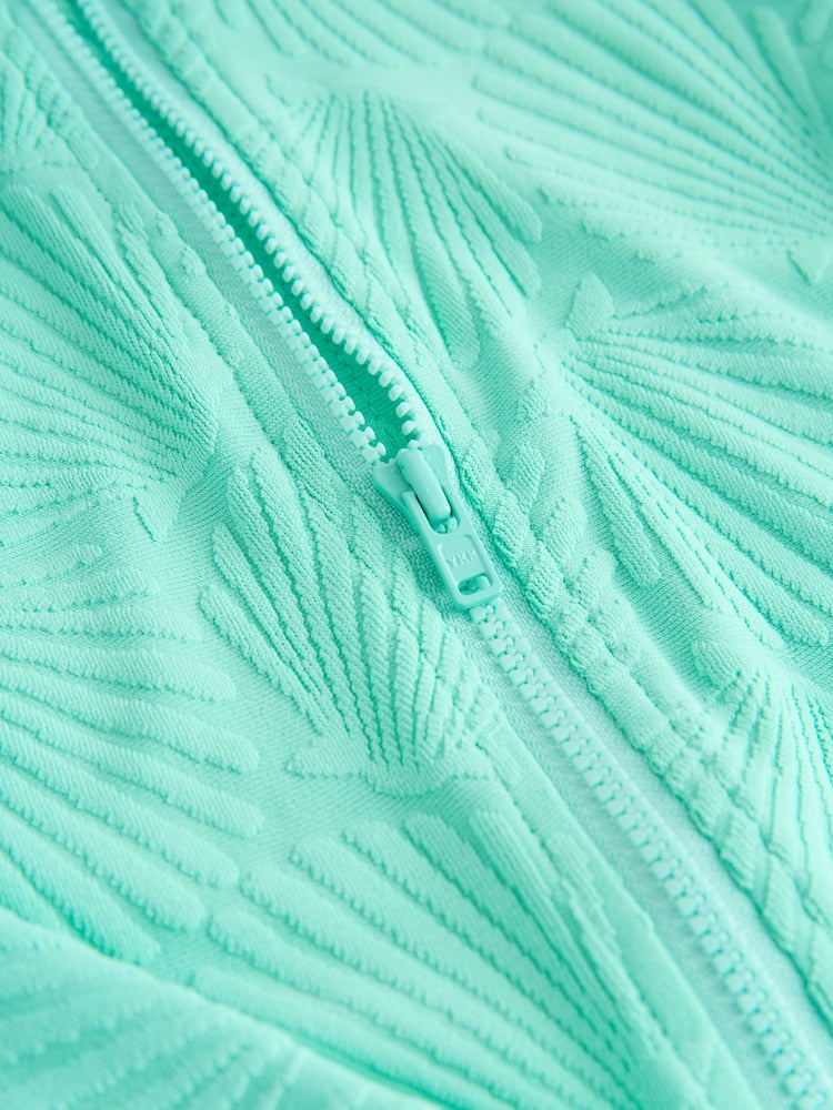Mint Green Shell Textured Long Sleeve Sunsafe Swimsuit (3-16yrs)