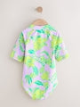 Lilac Purple Tropical Short Sleeved Sunsafe Swimsuit (3mths-16yrs) - Size 3 Years (98cm)